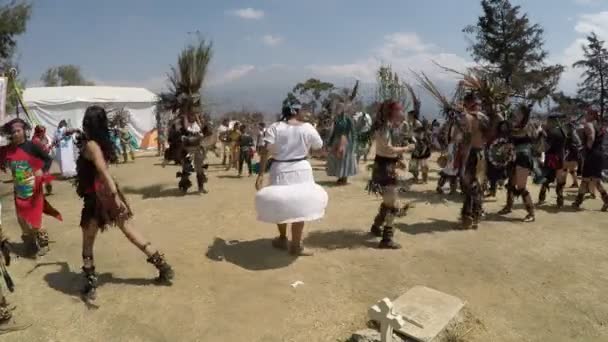 Seor Del Sacromonte Amecameca February 2020 Aztec Dancers Dancing Parque — Stock Video