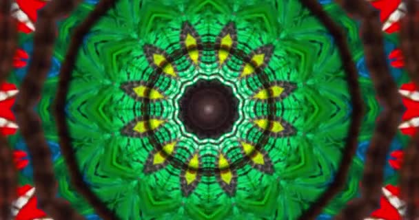 Mandala Floral Círculo Sagrado Sobre Fondo Verde — Vídeo de stock