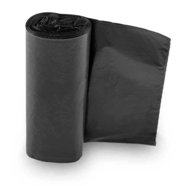 黑色塑料聚乙烯垃圾袋 — 图库照片