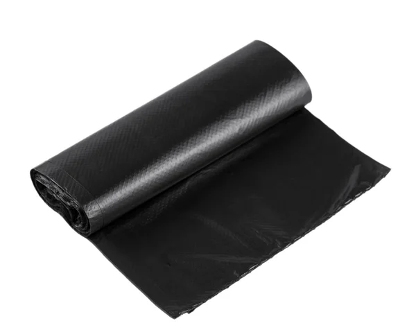 Чорний пластиковий поліетиленовий мішок для сміття — стокове фото