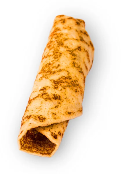 Heerlijke pannenkoeken gerold in een broodje — Stockfoto