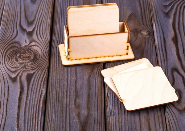 Set of wooden stands for hot cups — Stock Photo, Image