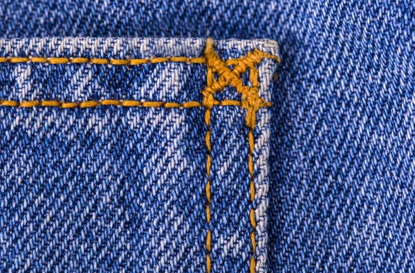 Jeans bleu texture fragment gros plan — Photo