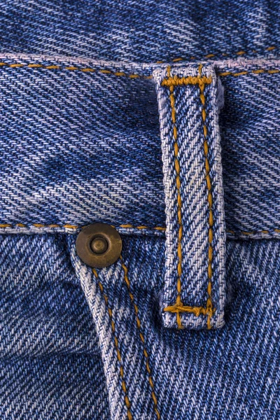 Calça jeans azul fragmento textura close-up — Fotografia de Stock