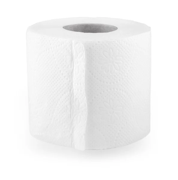 Enkel rulle toalettpapper på vita — Stockfoto