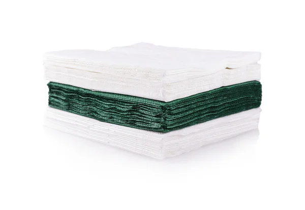 White and green napkins  on the white — Stock fotografie