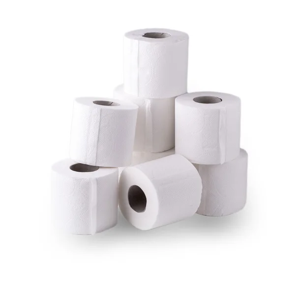 Simple rollo de papel higiénico en el blanco — Foto de Stock