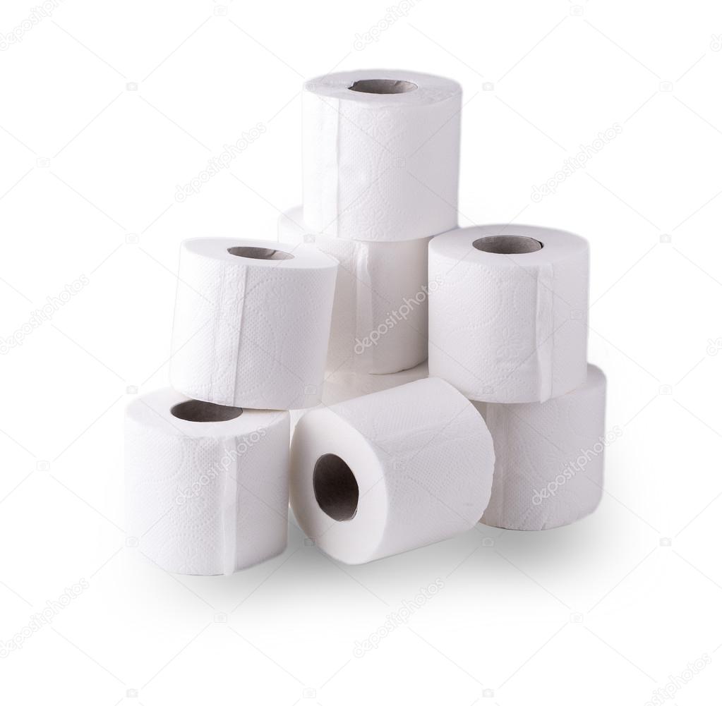 simple roll of toilet papers on the  white