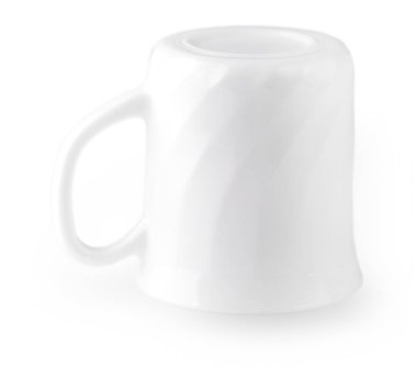 Beyaz arka plan üzerinde izole boş beyaz kahve fincanı