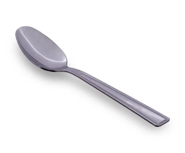 The metal shiny spoon on white — Stock Photo, Image