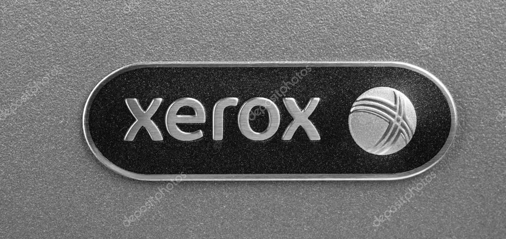 CHISINAU, MOLDOVA - November 25, 2016: Xerox sign on a wall. Xerox is an American global corporation that sells business services and document technology products like office printers and scanner copiers