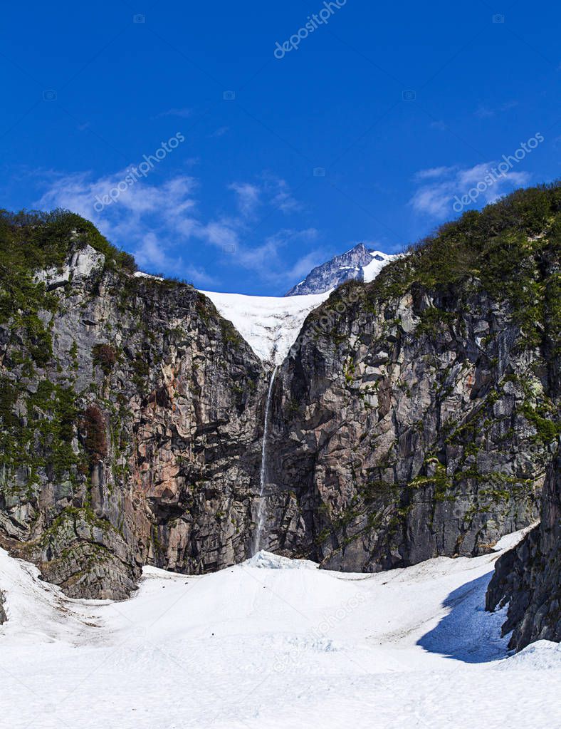 waterfall on the slope of the volcano Viluchinsky