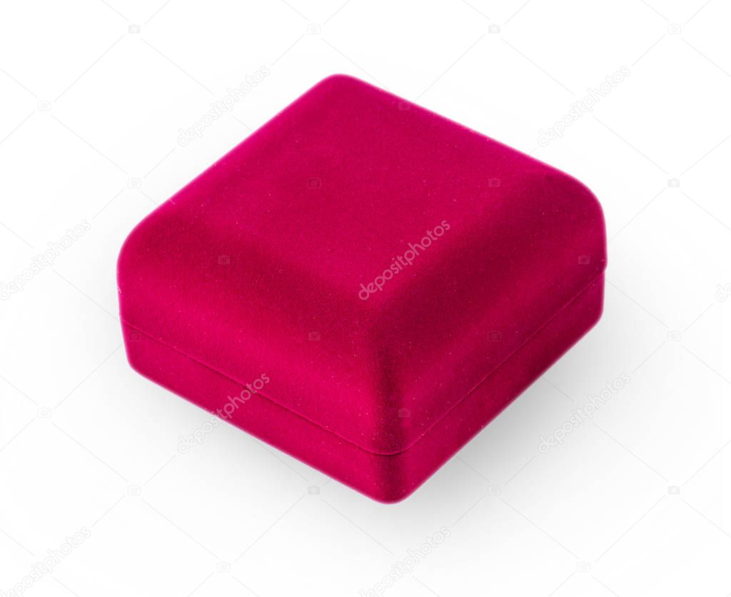 Red velvet gift box isolated on white