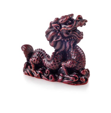 beyaz izole küçük ejderha heykelcik 