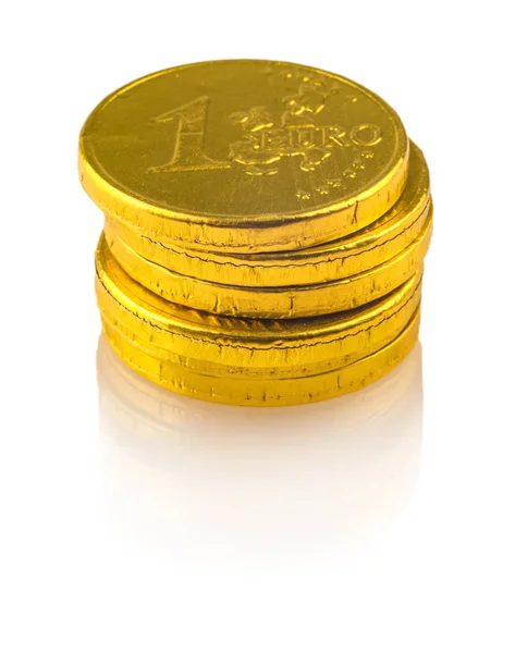 화이트에 1 유로의 초콜릿 동전 — 스톡 사진