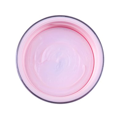 beyaz zemin üzerinde bir kadın yüzü krem ile jar