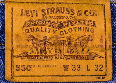 Levi'S blue jeans deri etiketinde yakın çekim
