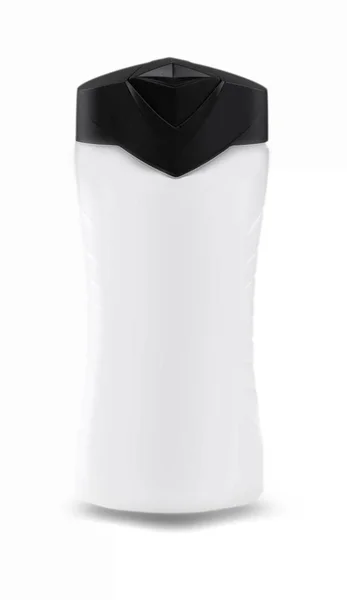 Botella de plástico blanco con gel de ducha masculino sobre fondo blanco . —  Fotos de Stock