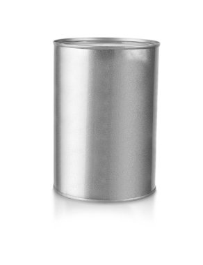 Gri metal kapalı kap beyaz arka plan üzerinde kes şunu.