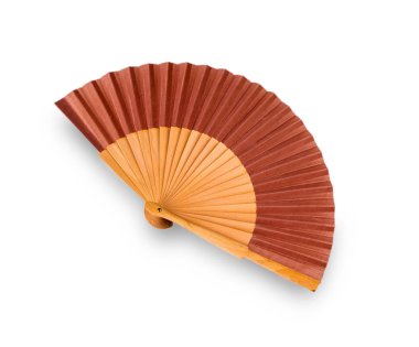 Beyaz arka plan üzerinde geleneksel Japon kahverengi fan.