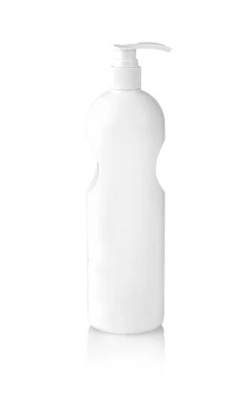 Beyaz şişe şampuanla dispenseri ile — Stok fotoğraf