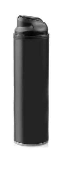 Botella cosmética negra sobre fondo blanco — Foto de Stock