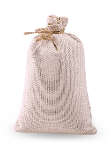 White Bag of burlap isolated on white — Stock Photo, Image