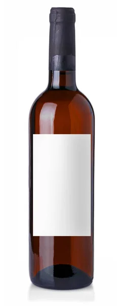 Бутылка вина в стеклянной бутылке с чистой этикеткой — стоковое фото