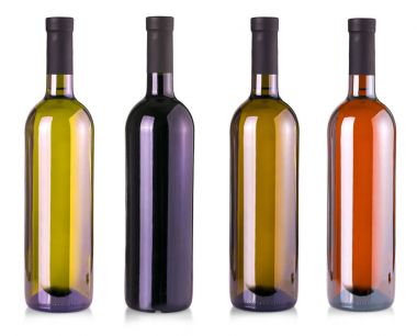 şarap şişeleri üzerinde beyaz izole