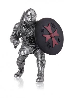 heykelcik beyaz izole bir ortaçağ Şövalyesi