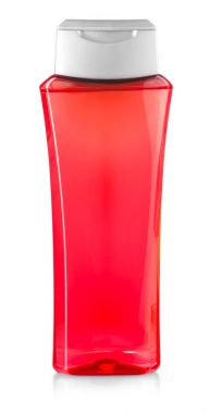 Beyaz izole kırmızı duş jeli şişe
