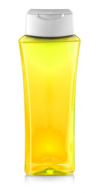 Beyaz izole sarı duş jeli şişe