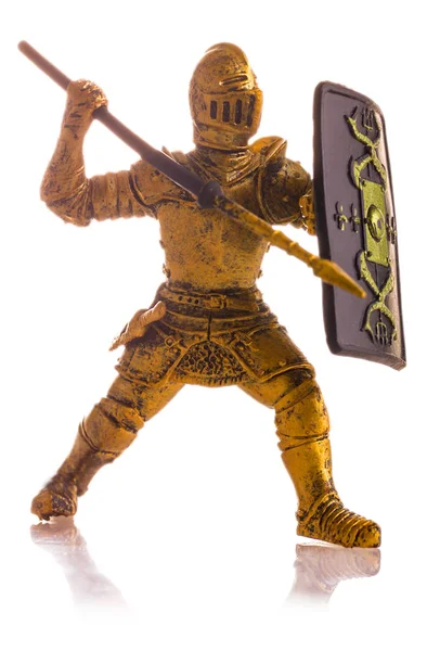 heykelcik beyaz izole bir ortaçağ Şövalyesi