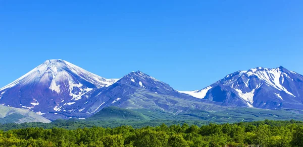 Avachinsky y Kozelsky volcanes en Kamchatka en el otoño —  Fotos de Stock