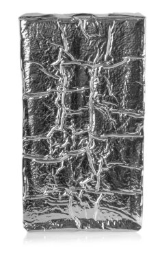 Gümüş folyo gıda çanta üzerinde beyaz izole