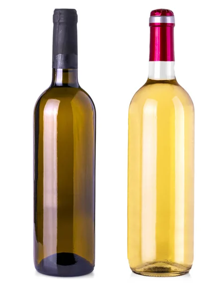 Flaskor vin på isolerade vit bakgrund. — Stockfoto