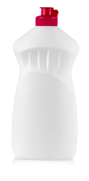 Bílá plastová láhev s Tekutý prací prášek, čištění věk — Stock fotografie