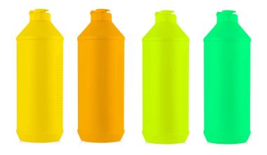 sıvı deterjan ile renkli plastik şişe