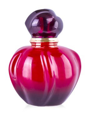 Beyaz arka planda izole edilmiş parfüm şişeleri.