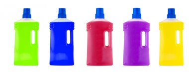 Renkli plastik şişe ile kolu ve sıvı Çamaşırhane detergen