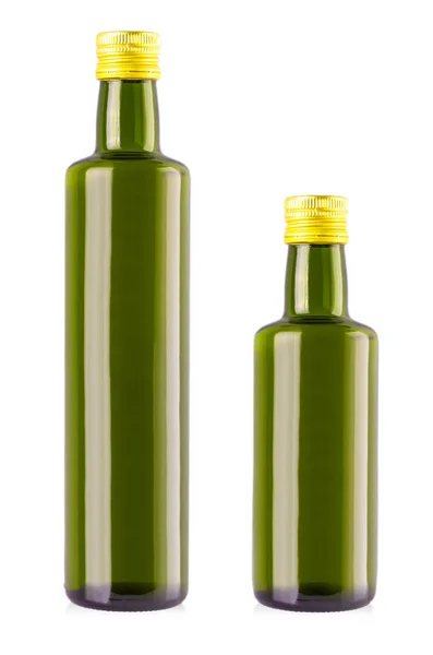 Бутылки оливкового масла на белом. путь вырезания — стоковое фото