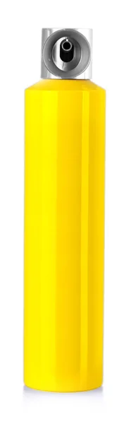 Flacon vaporisateur jaune, isolé sur fond blanc — Photo