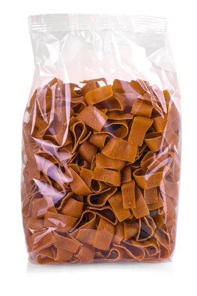 Transparent plastic pasta packet  isolated on white background — Stock Photo, Image