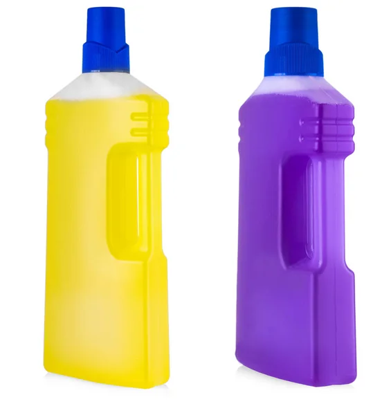 Plastic bottle with liquid laundry detergent, cleaning agent, bl — Stock Photo, Image