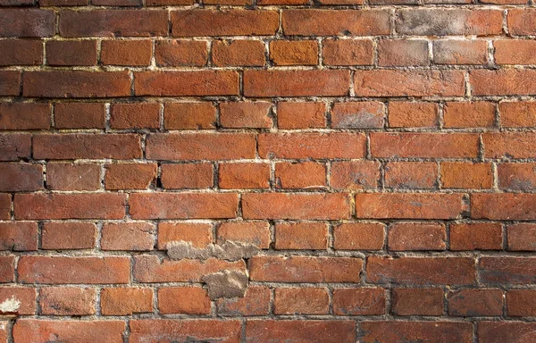 Kırmızı, eski, eski, eski tuğla duvarın arka planı.
