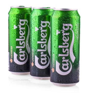 Carlsberg bira Isolated beyaz arka plan üzerinde 33cl kutu