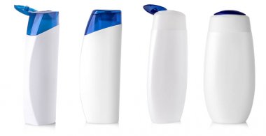 Beyaz izole arka plan üzerinde boş plastik şişe açıldı.