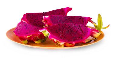 güzel taze kırmızı dragon meyve dilimlenmiş  