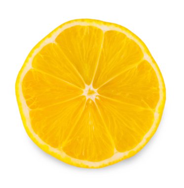 Beyaz arka planda izole edilmiş limon dilimi.