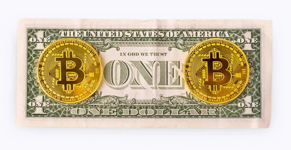 우리 골든 bitcoin 달러 — 스톡 사진